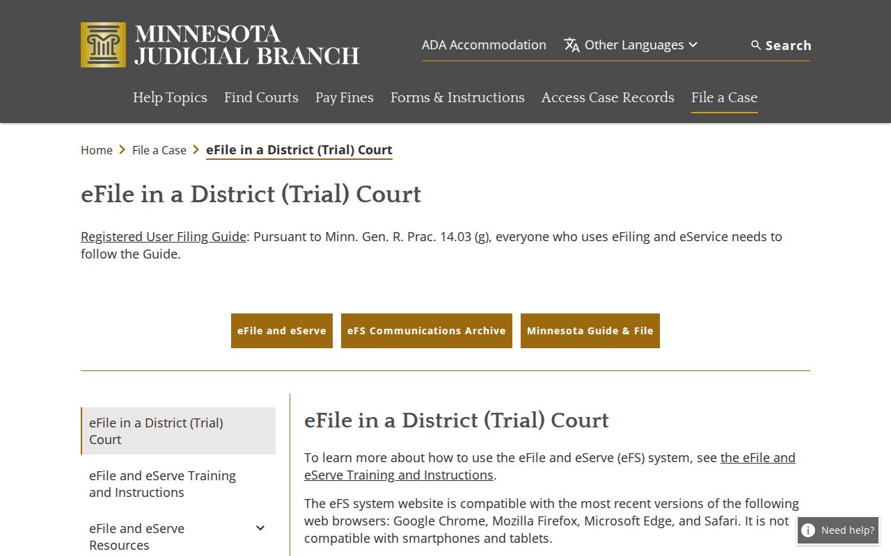 Sibley County Arlington court docket eFile and eServe source