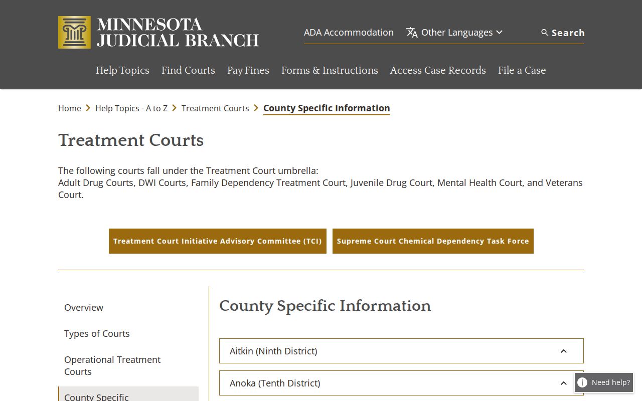 Sibley County criminal docket LeSueur-Sibley Treatment Court records