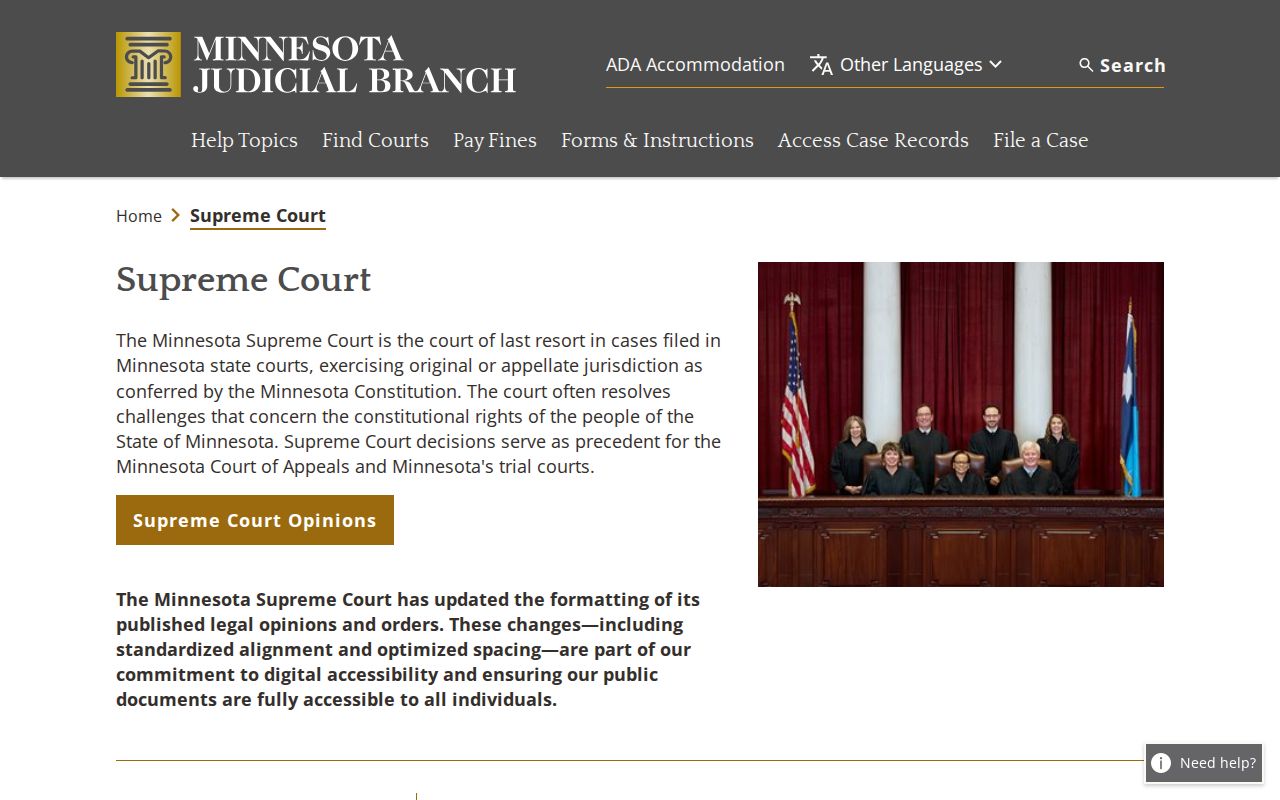 Sibley County court docket Minnesota Supreme Court record path