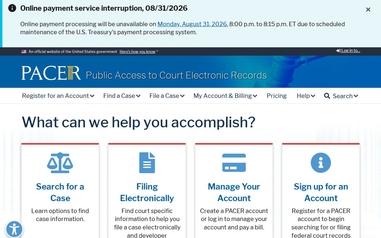 Sibley County court docket PACER federal case search