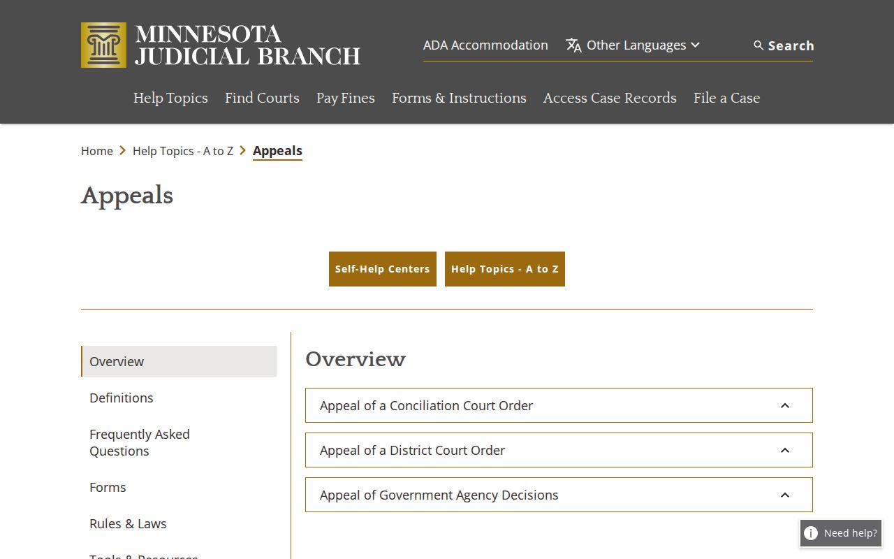 Sibley County court docket Minnesota Court of Appeals route