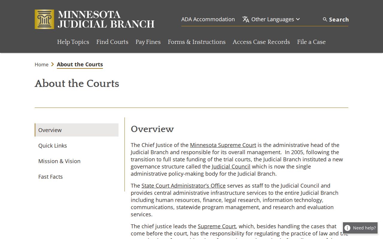 Sibley County court docket Minnesota court system overview