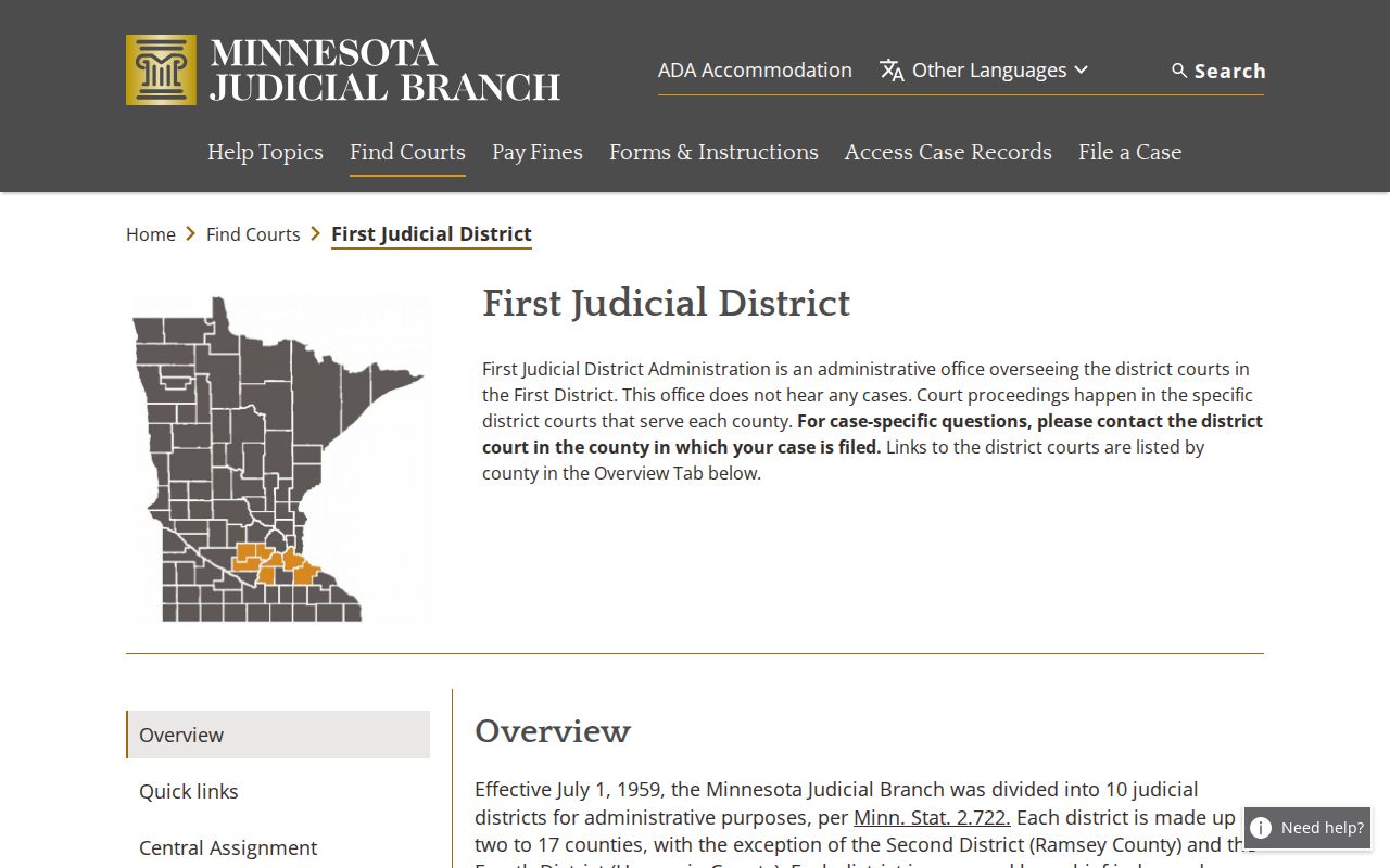 Sibley County court docket First Judicial District record route